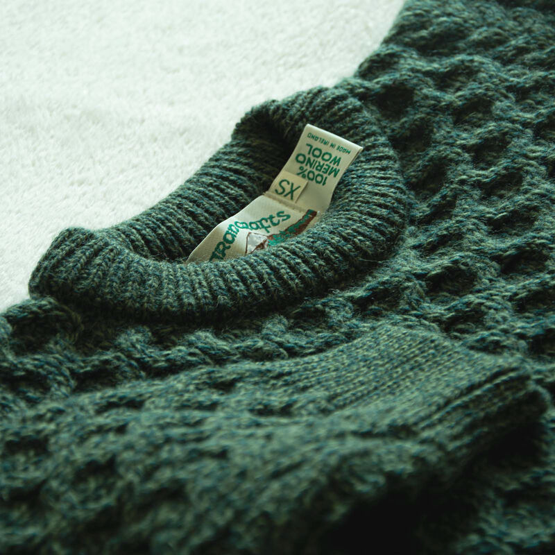 Kildare 100% Merino Wool Green Crew Neck Sweater